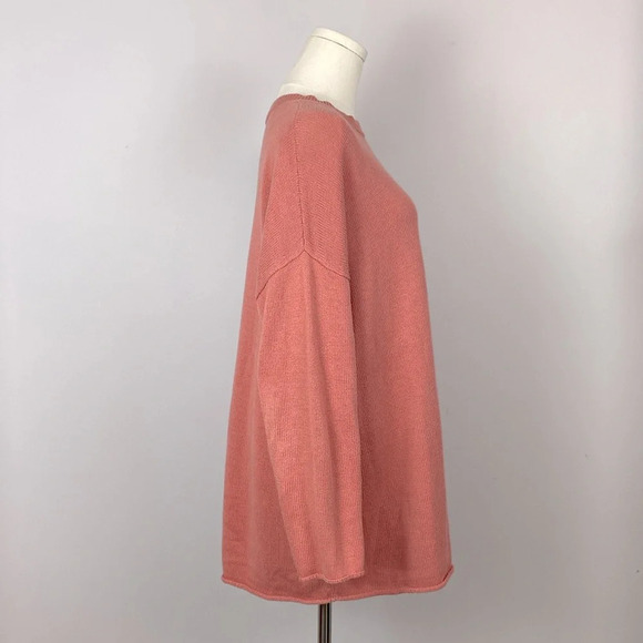 Eileen Fisher Organic Cotton Drop Shoulder Coral Sweater size Large - Picture 2 of 13